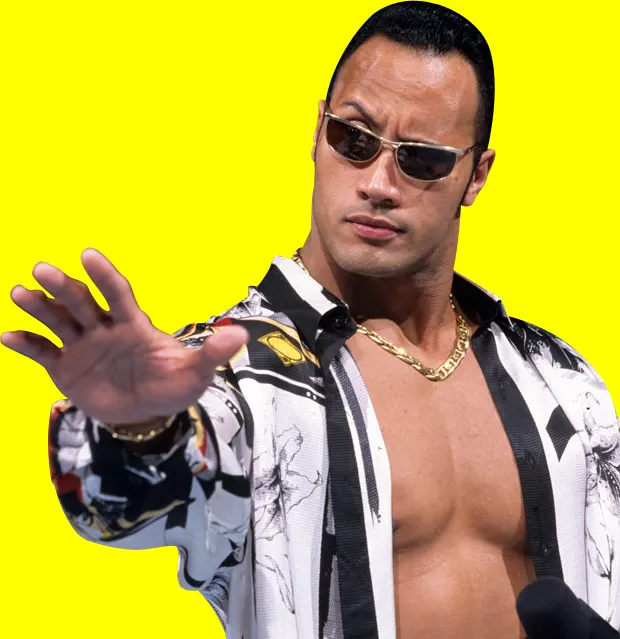 Amusing image of Dwayne 'The Rock' Johnson in black shades, delivering a funny pose