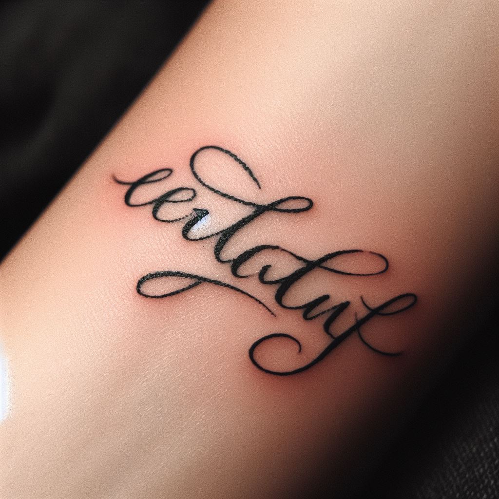 A sentimental tattoo that captures a short, loving message or a name written in a mother's own handwriting, placed on the inner arm. This personal tattoo serves as a constant reminder of a mother's love and presence. The handwriting is replicated exactly, preserving its uniqueness, with the ink in classic black for a timeless and intimate connection.