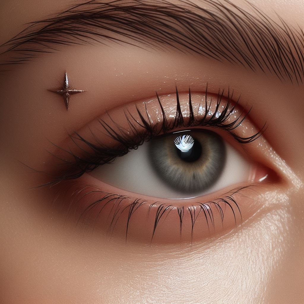 A tiny, discreet star tattoo located on the inner corner of the eye, mimicking the look of a twinkling star reflecting in the gaze. This highly unique and subtle tattoo adds a magical element to the wearer's appearance, offering a glimpse into a universe within.